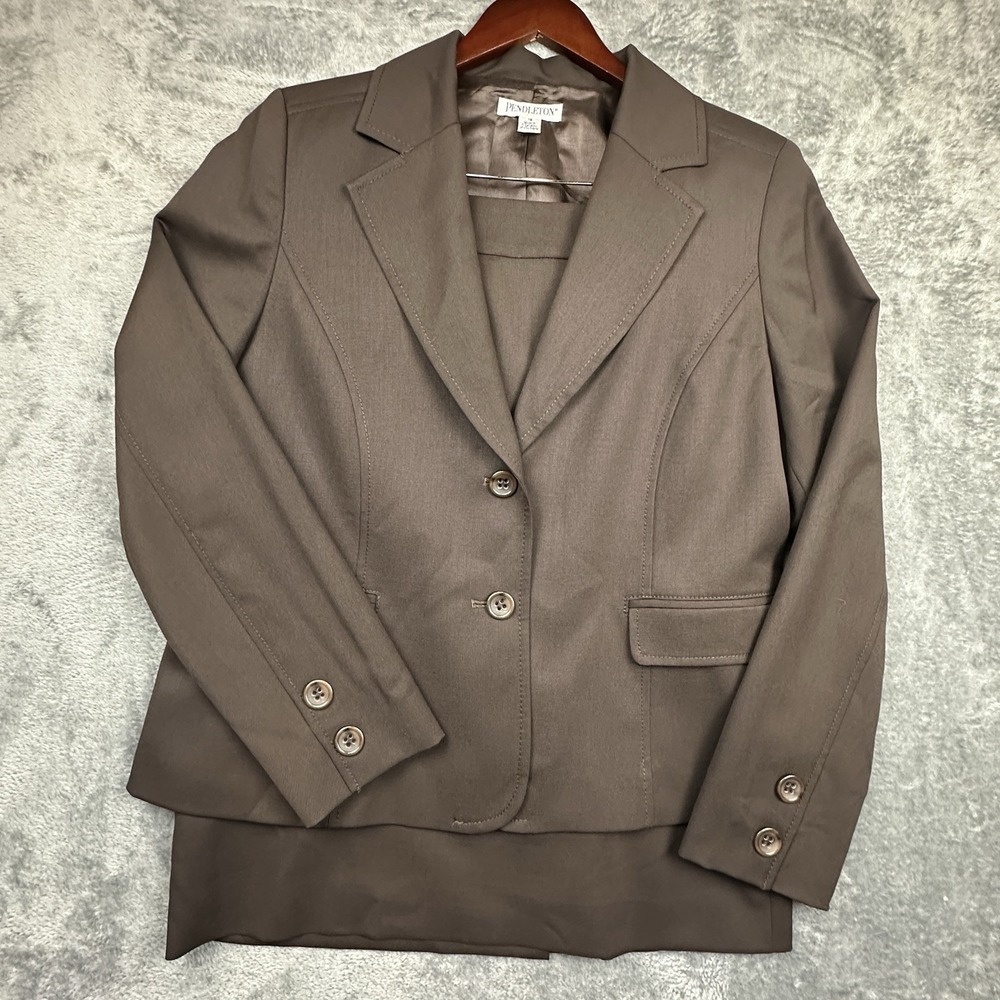VTG Pendleton Virgin Wool Skirt Suit Set Women's Size 16 Jacket 32" Skirt Tweed